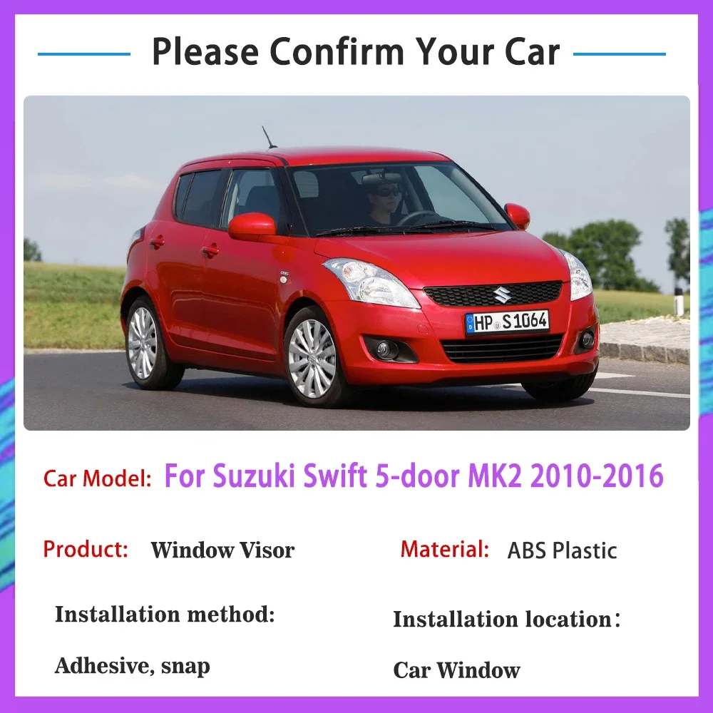 Car Window Visor For Suzuki Swift 5-door MK2 2010~2016 Waterproof Rain Guard Deflector Windshield Eyebrow Awning Car Accessories