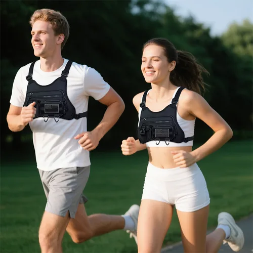 Imagen 2 del producto Chaleco frontal para acampar en el pecho, mochila, bolsa para correr, ciclismo, trotar, chaleco de caza, aparejo al aire libre, deportes, gimnasio, viaje, entrenamiento, riñonera