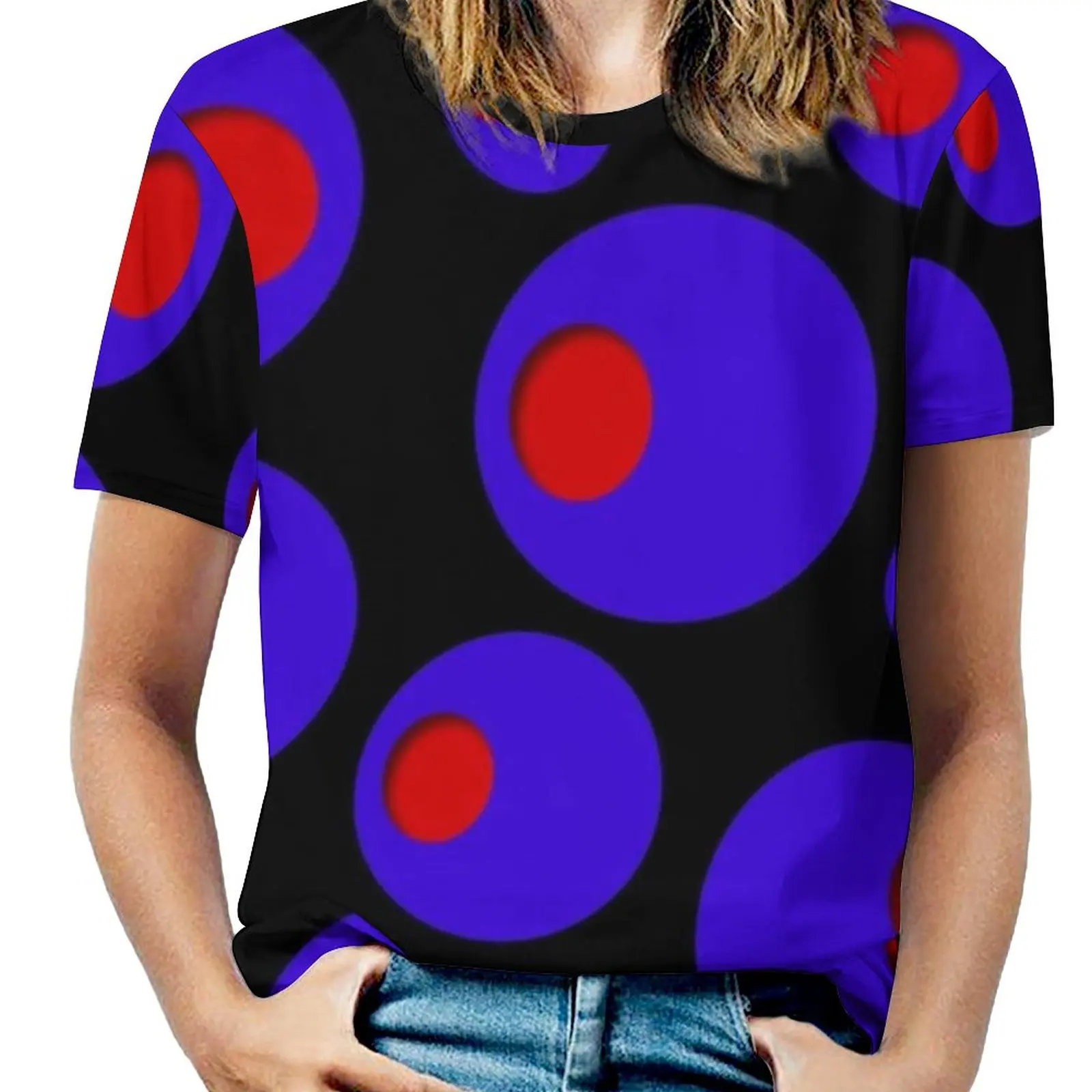 Blue Olives & Red Pimentos Fashion Print Women Ladies Girls T-Shirt Harajuku Round Neck Short Sleeve Tops & Tees Whimsical