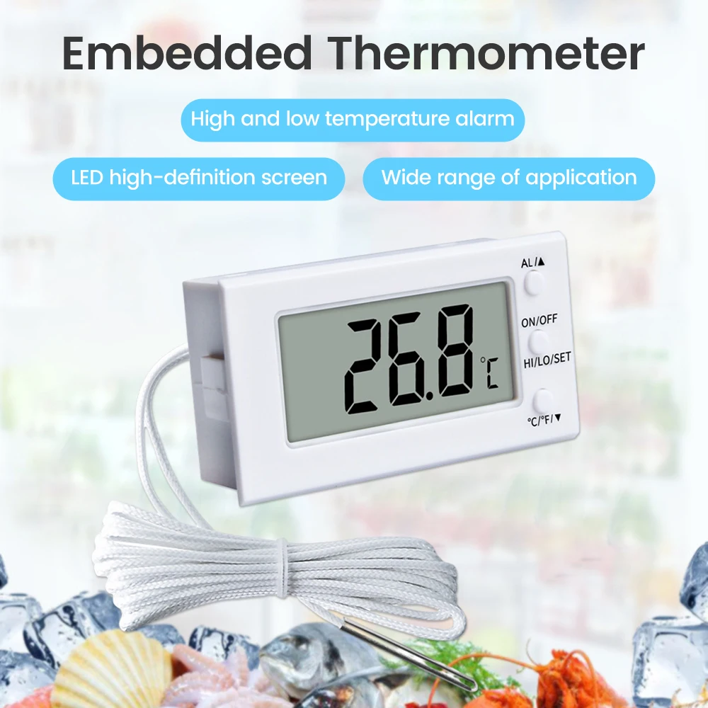 -50~300℃ Mini Digital LED Indoor Temperature Sensor Meter ℃/℉   Conversion Thermometer Gauge With High And Low-Temperature Alarm