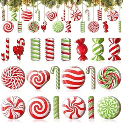 20pcs/Set Wood Christmas Lollipop Candy Cane Pendant Xmas Tree Hanging Ornaments Christmas Decorations Home New Year Gift