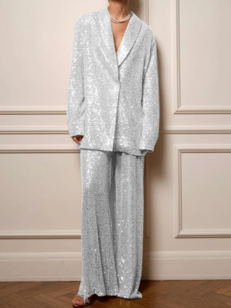 Sequin Suits for Women Sparkly Ladies Party Women Suit 2 Pieces Festival Fashion Dressy Outfits