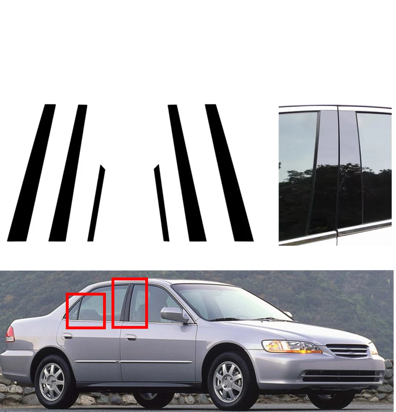 

Fit For Honda Accord CF8 CG1/2/3/4/5/6 1998-2002 Glossy Black Pillar Post Door Window Column BC Trim Stickers Cover