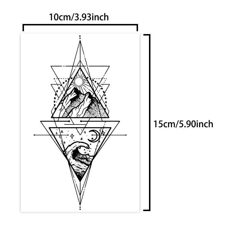 Sacred Horizons, Natureand and Geometry Waterproof Temporary Tattoo Stickers, Long-lasting for One to Two Weeks, For Arm, Leg.