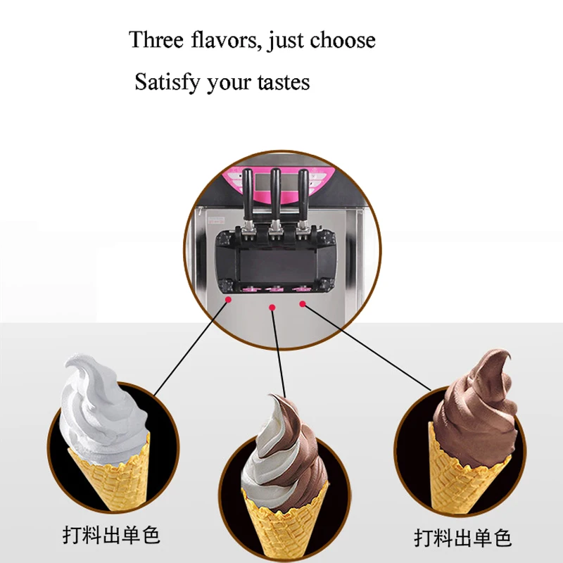 Ice Cream Machine, Soft Serve Ice Cream Machine , Pre-Cooling & Auto Clean, Touch LCD for Snack Restaurants Bars