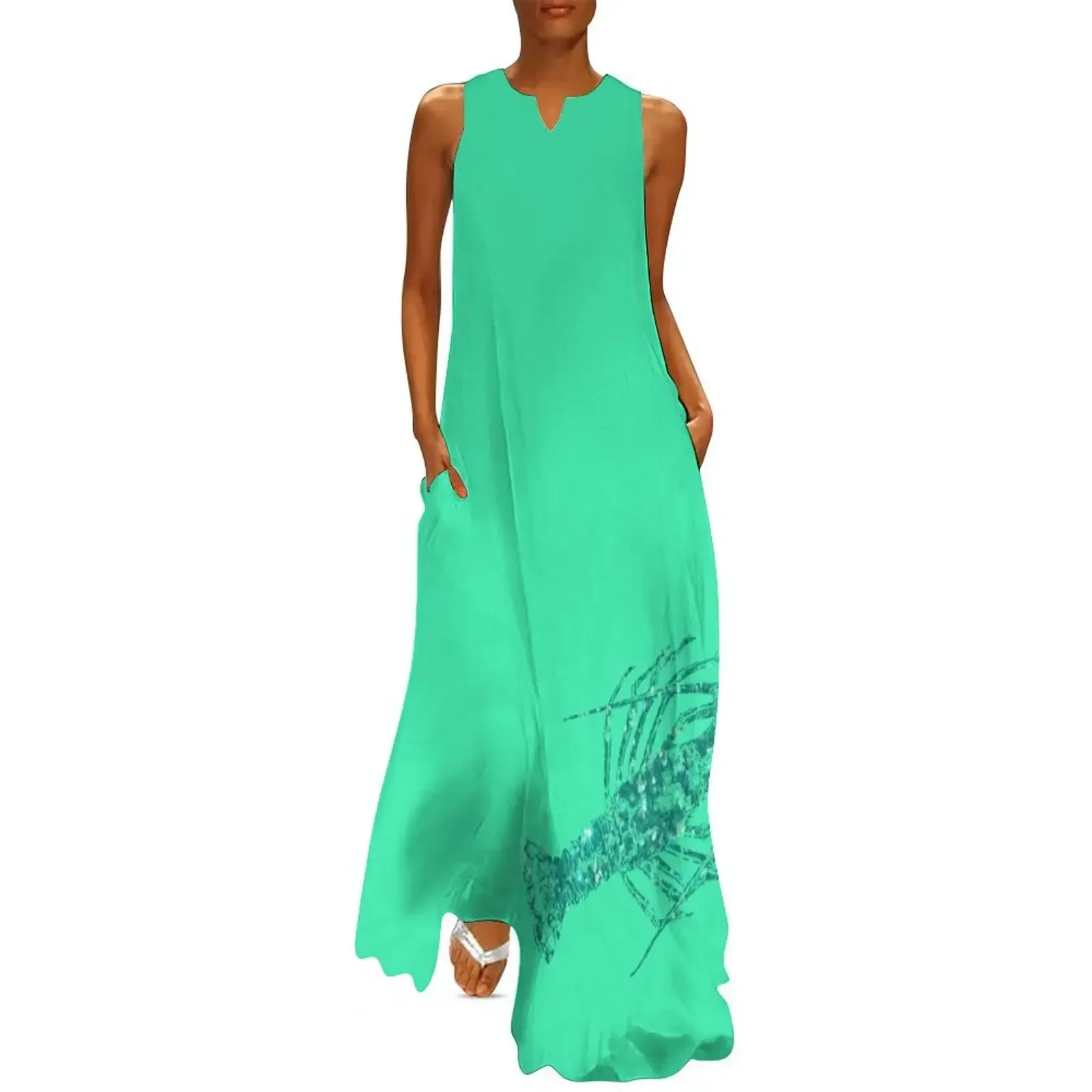 

Teal Spiny Lobster Long Dress Women long women summer