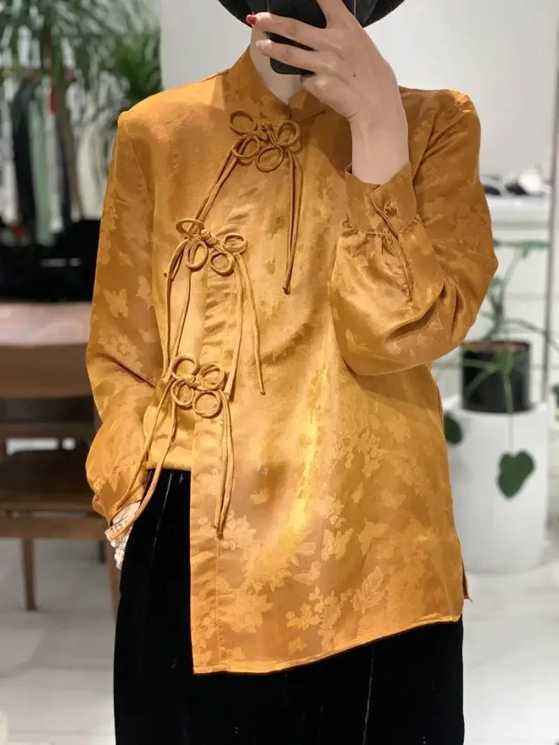 

New Niche Hualuo Loose Long-sleeved Cardigan Tea Short Jacket New Chinese Style National Style Printed Jacket Spring and Summer