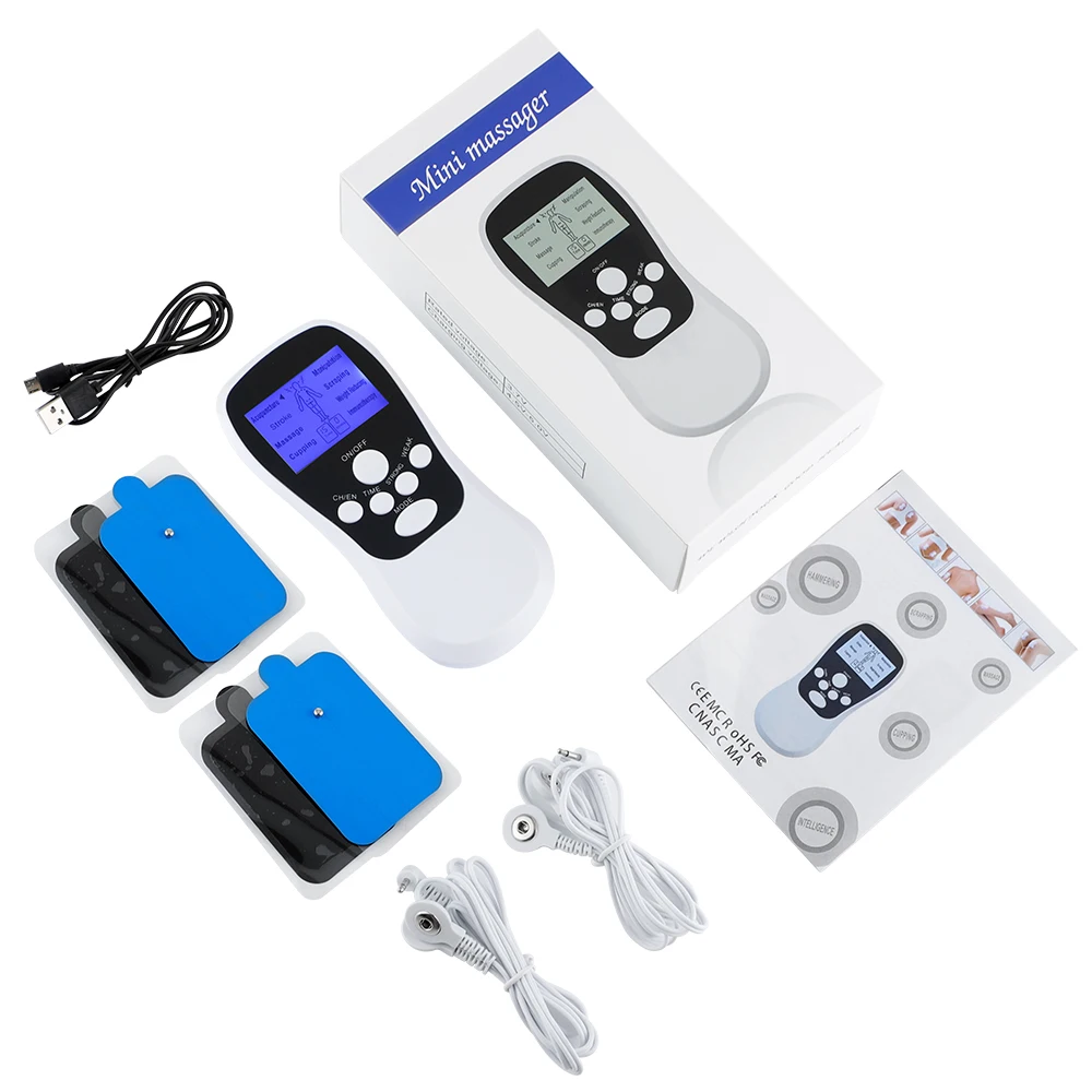 Rechargeable Mini Electric Massager, 8 Modes 15 Strength TENS Unit Portable Body Relax Muscle Stimulator for Back Neck Shoulder