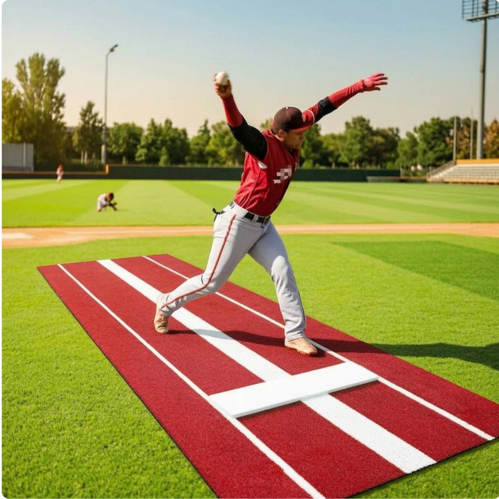 Baseball Mat with Base Plate Turf-Style Baseball Base Practice Mat Portable Roll-up for Softball Players, Backyard
