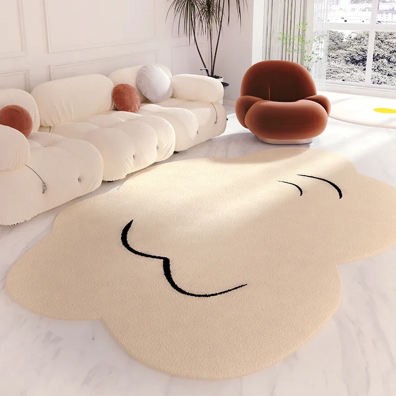 Minimalism Living Room Carpet Fluffy White Plush Irregular Shape Bedroom Rug Lounge Anti-skid Coffee Table Mat Customized Ковры