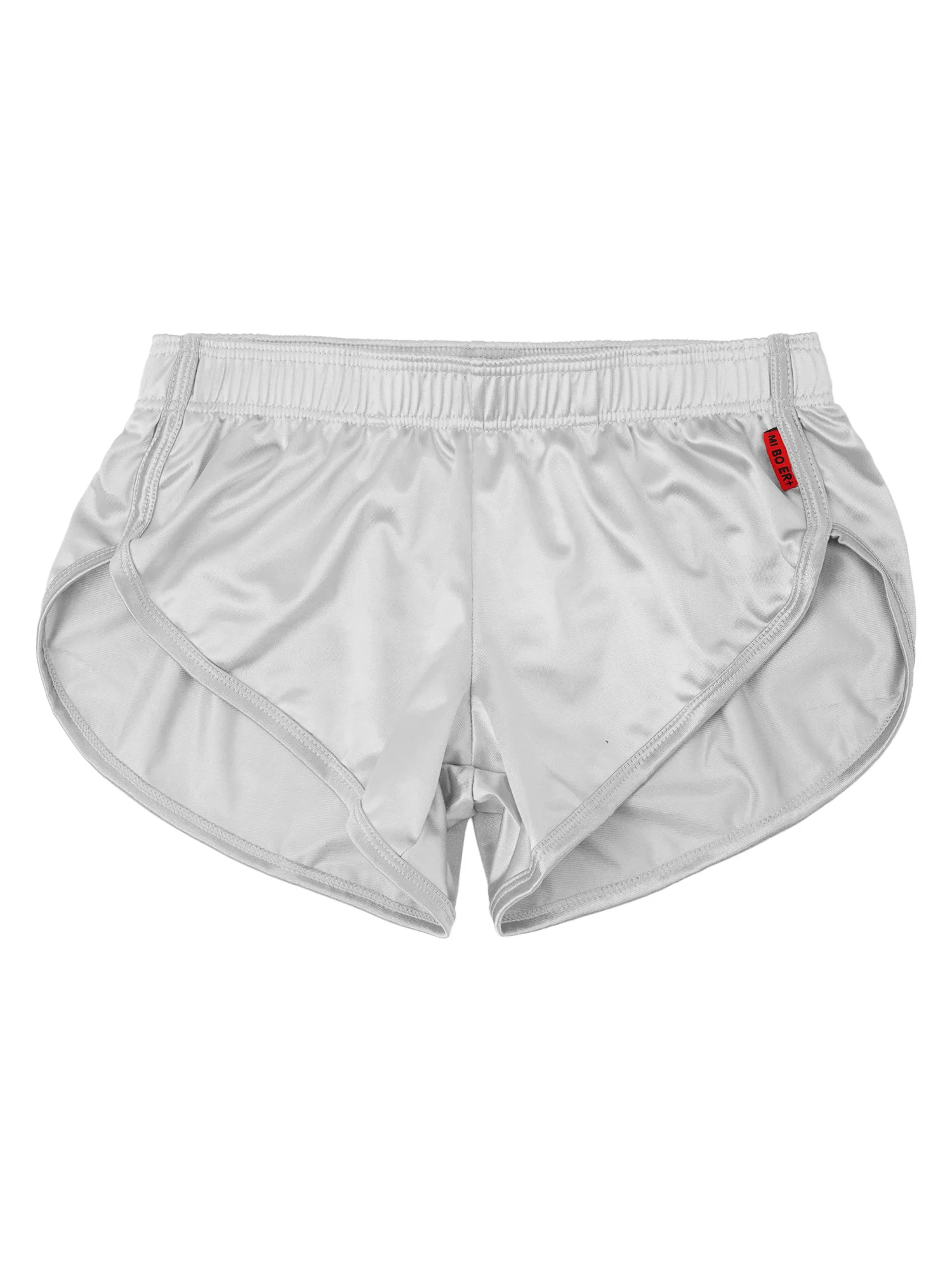 

Men Low Waist Glossy Sports Shorts Elastic Waistband Smooth Satin Shorts Quick-Drying Swim Trunks Swimwear Sport Workout Pants