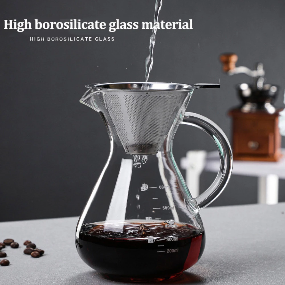 Glass Coffee Pot with Filter High Temperature Resistant Espresso Pots Graduated Scale Coffee Server for Home Barista Coffeeware