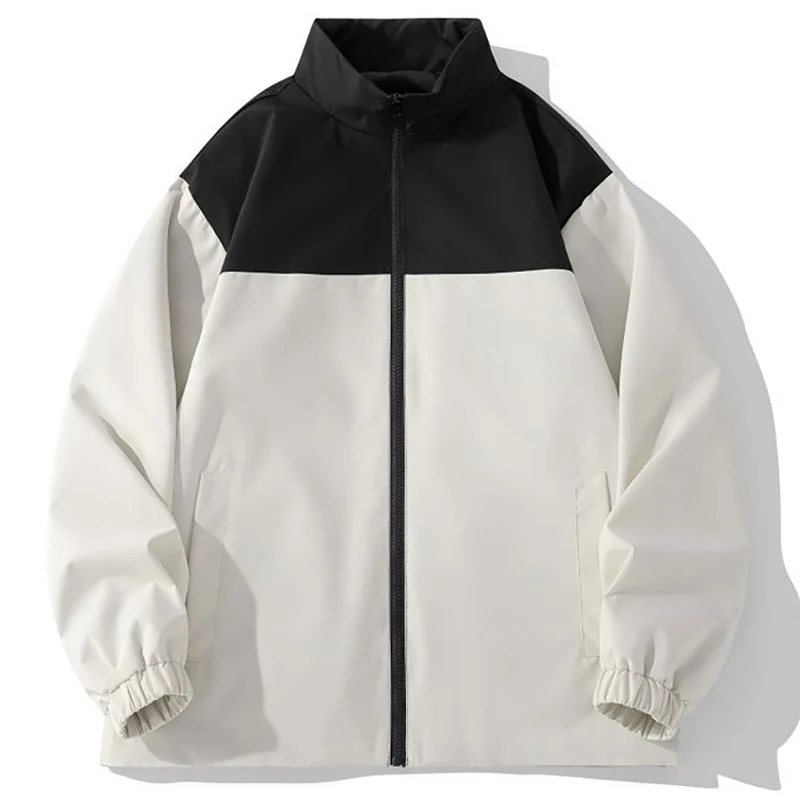 

Spring Autumn Men's Color Block Jackets Breathable Lightweight Zipper Jacket Windbreaker High-Quality Windproof Waterproof Coats
