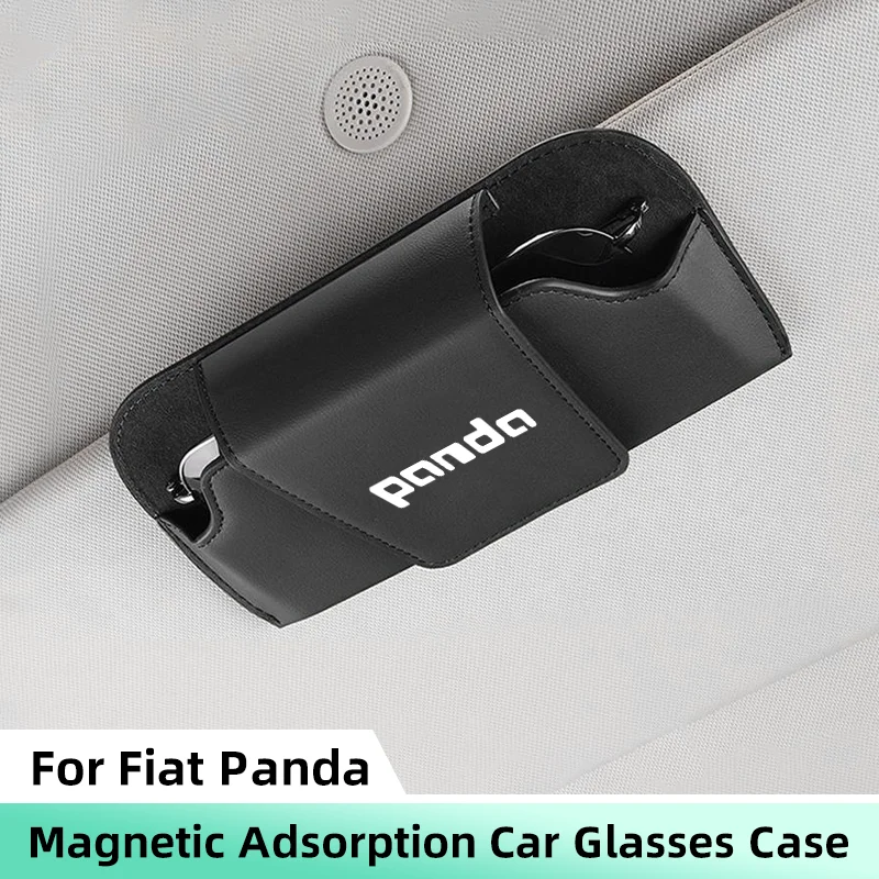 Car Sunglasses Holder Case For Fiat Panda 2011 Coss4x4 Magnetic Auto Sun Visor Glasses Box Clip Fastener Eyeglasses Storage Box