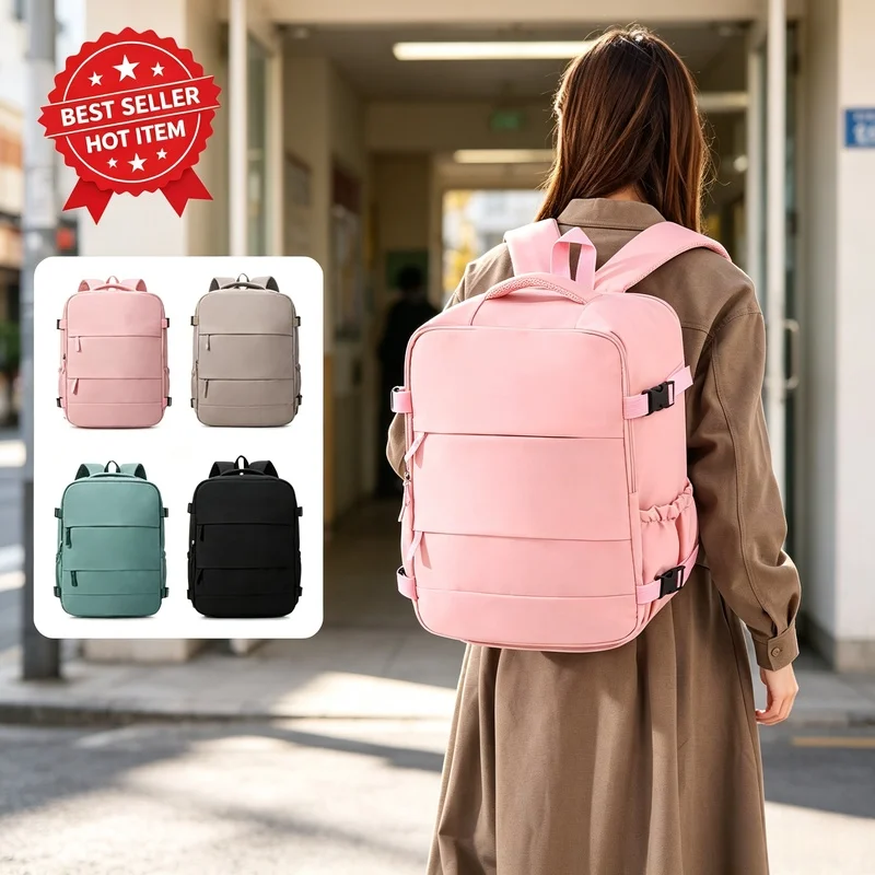 Spacious Business Travel Daypack Wear Resistant Carry On Backpack for Short Outdoor Weekend Trips