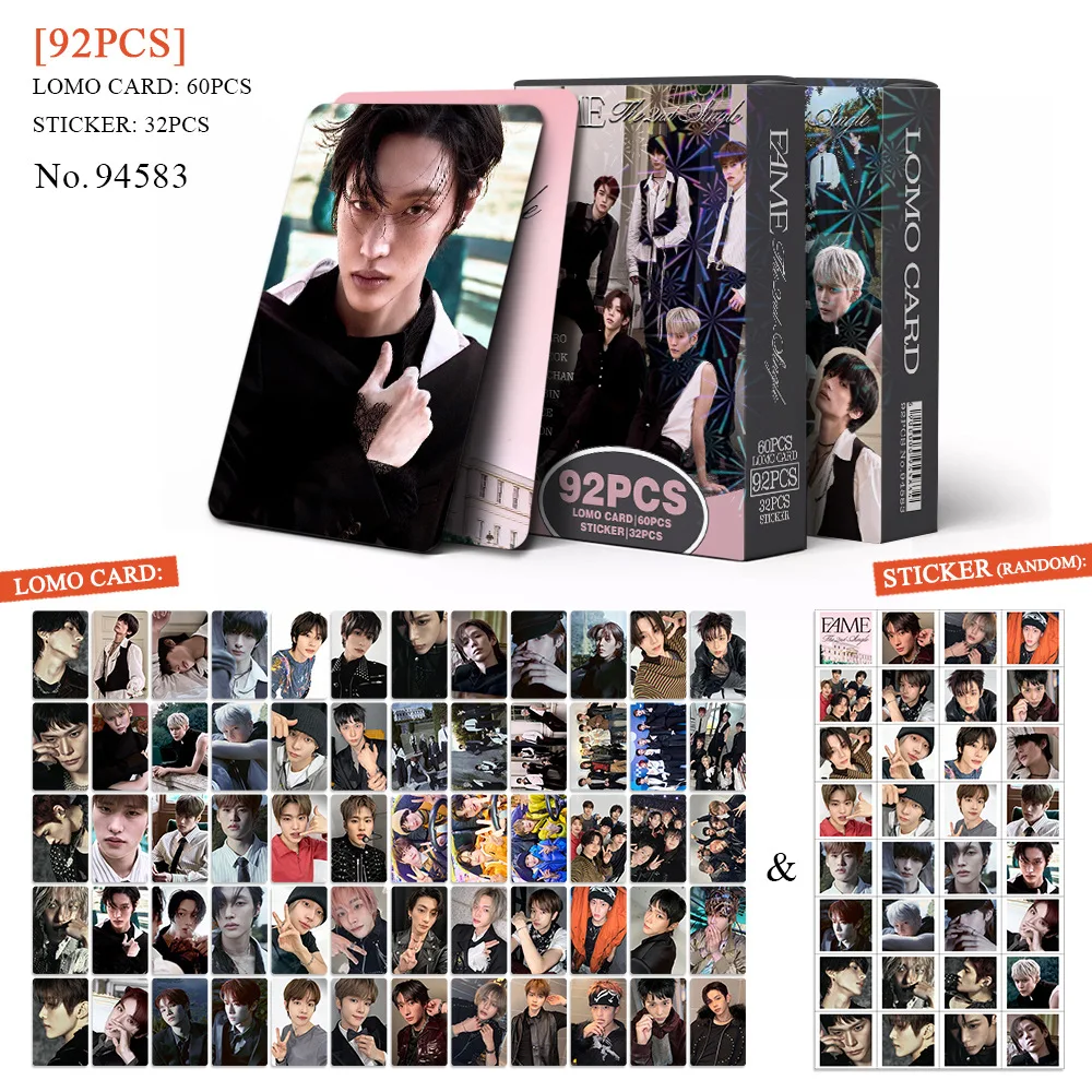 92Pcs KPOP Small Card Korean Hot Id Album Fame Greeting Card Photo Card Sticker LOMO Card Small Card Peripheral Collection Gifts