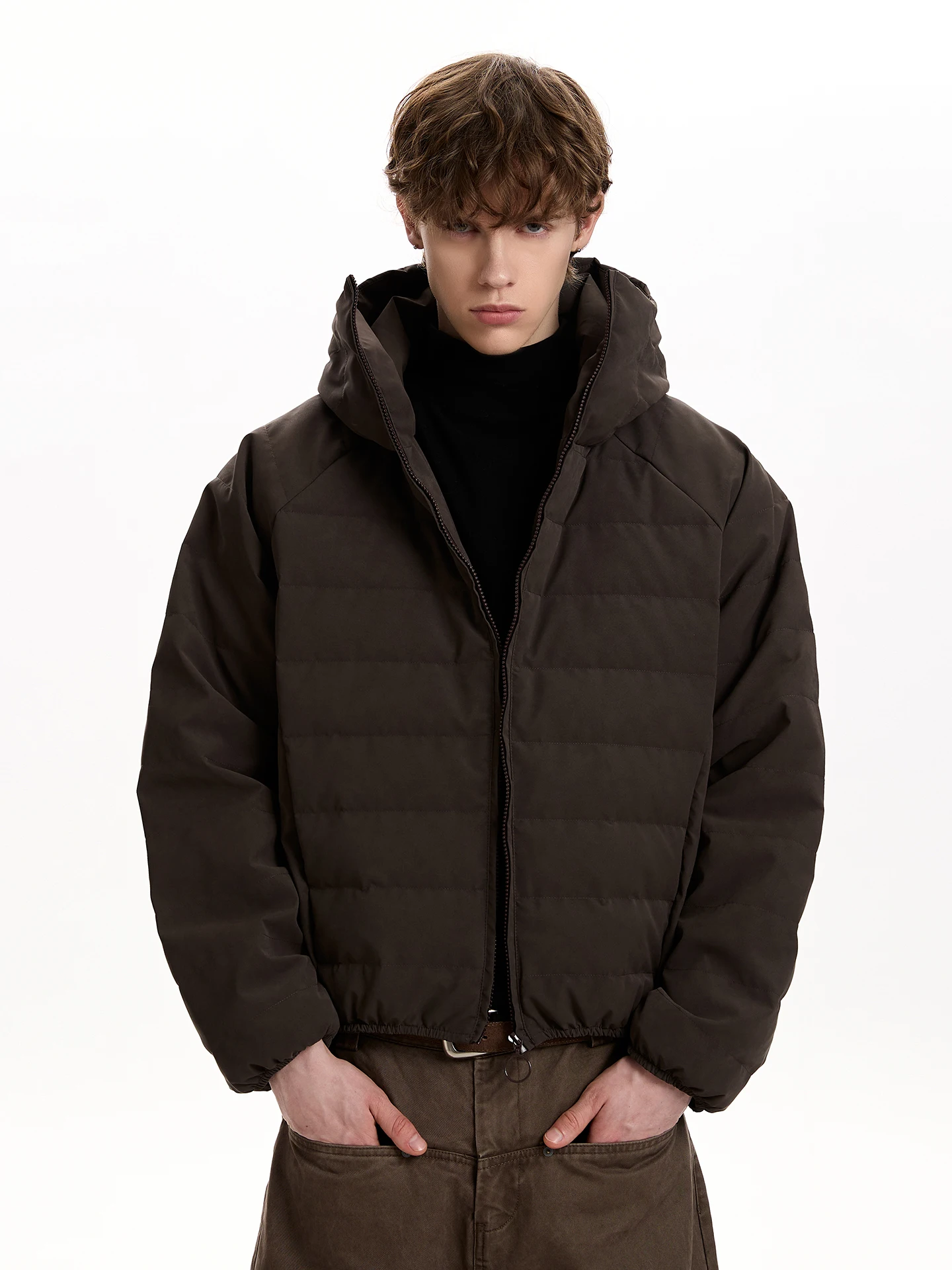 

PUEE National Stand 90 White Du down Jaet Winter Warmth Cleanfit Silhouette Hooded Coat Cotton Clothes Men's Faion