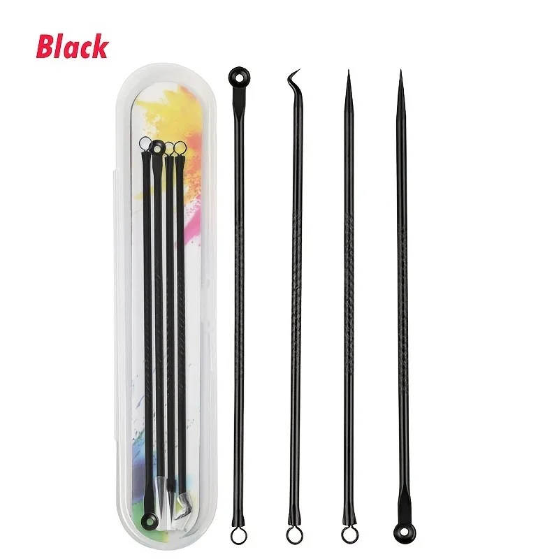 4 STKS RVS Comedondrukker Tool Kit Professionele Comedo Acne Extractor voor Porie Reiniging Gezicht Neus Huidverzorging