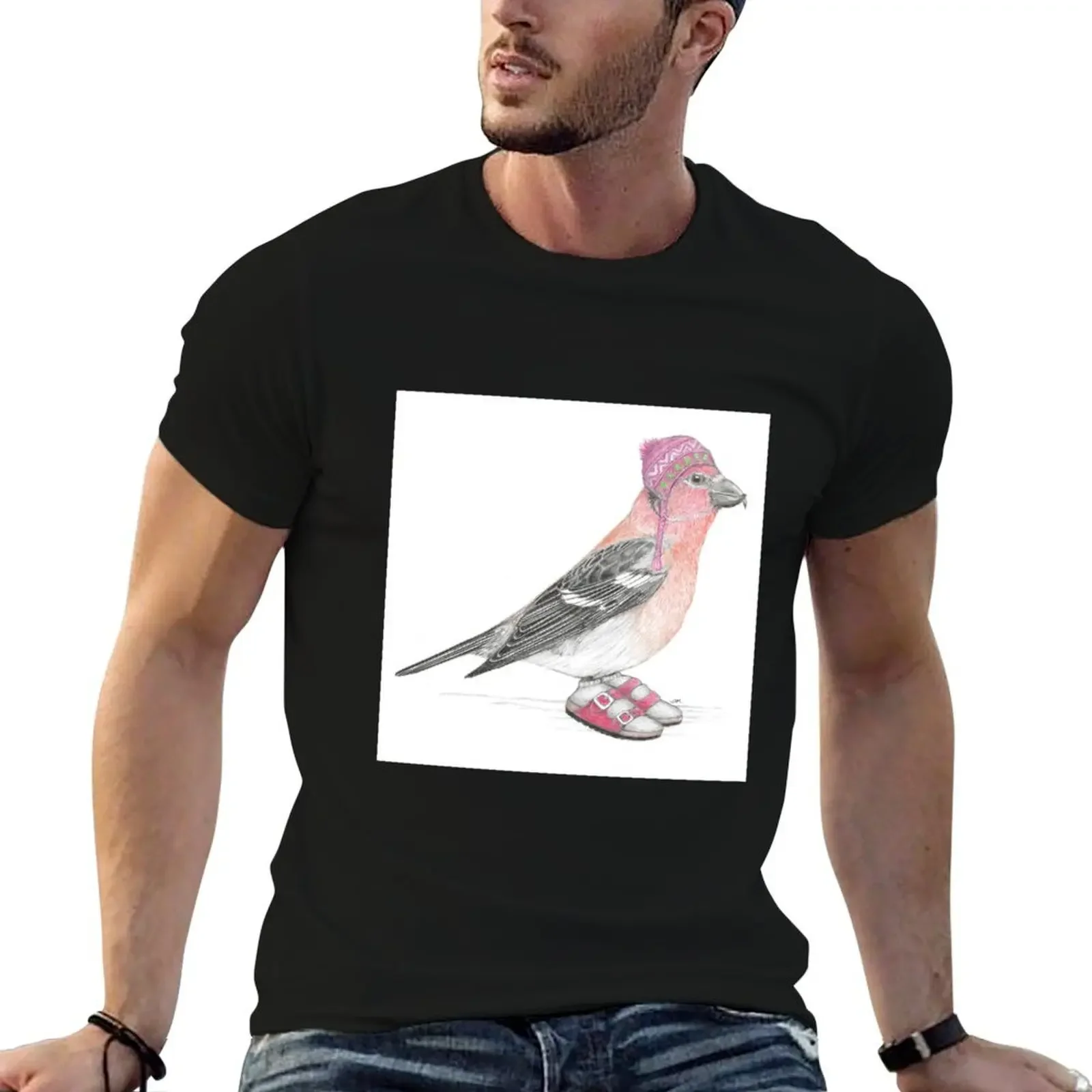 White Winged Crossbill in Sandals T-Shirt vintage anime shirt vintage summer clothes graphic shirts clothes for men