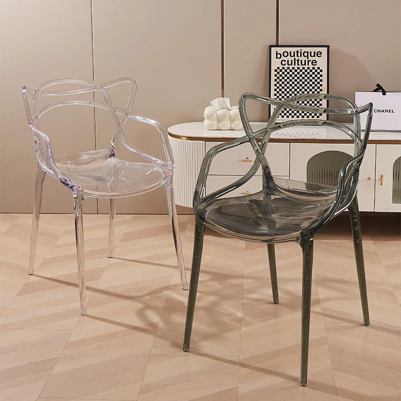 French transparent chair ins crystal dining home creative plastic back chair vine chair acrylic stool