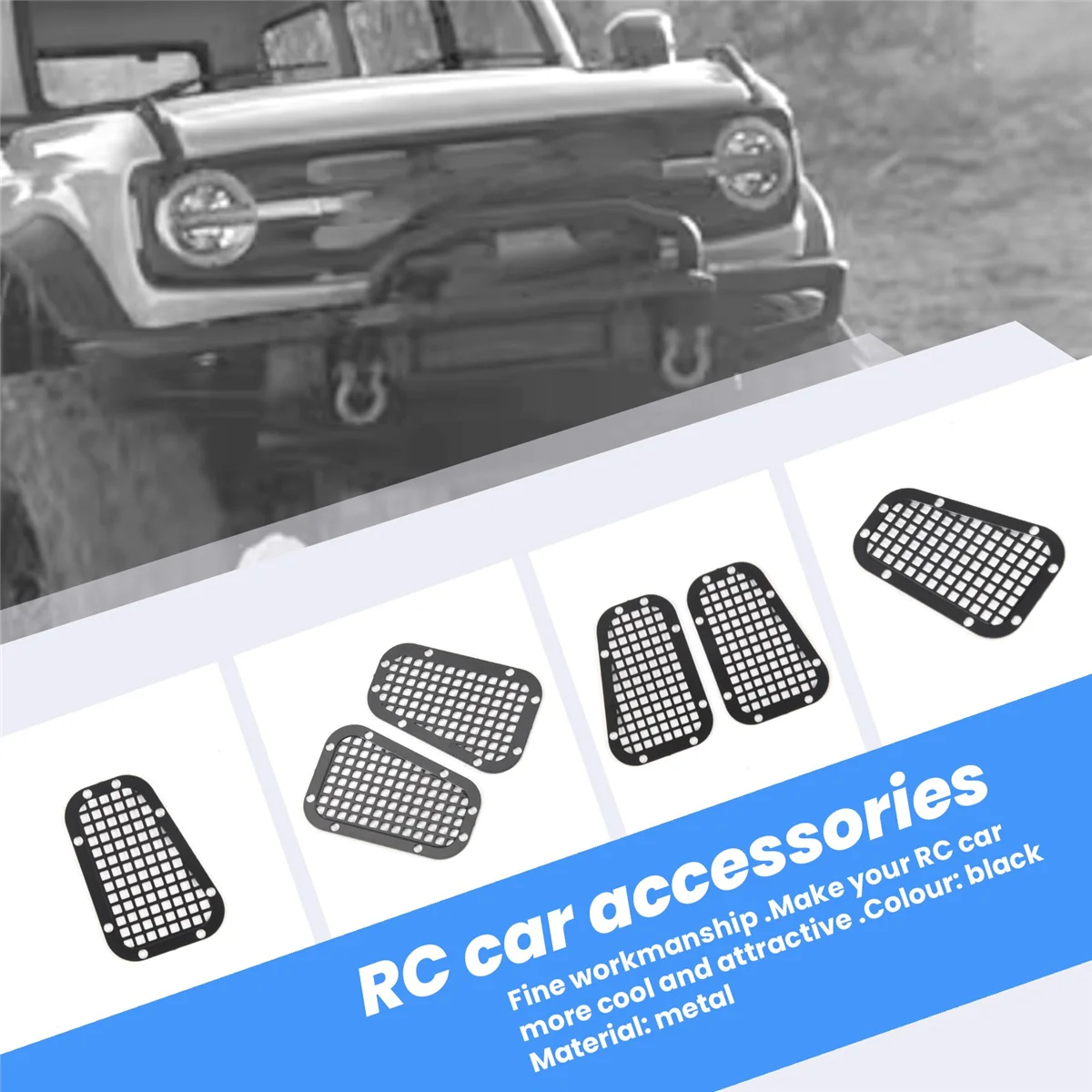 ABLJMetal Anti-Skid Plate Intake Grille for Traxxas TRX-4 TRX4 Defender 1/10 RC Crawler Upgrade Parts Accessories