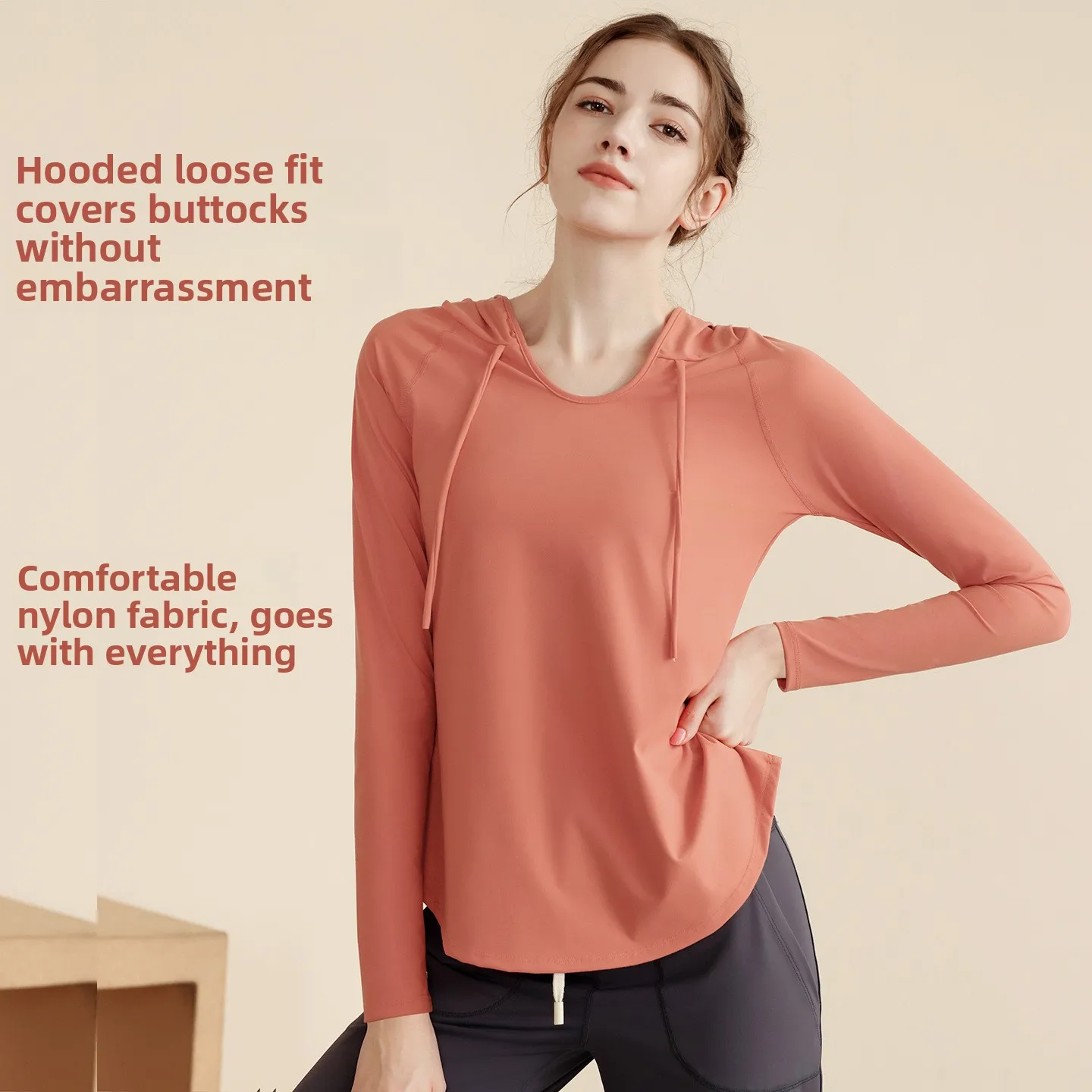 Yoga Wear Sports Top Women's Casual Loose Display Blouse Long-sleeved Quick-drying Hooded Running Fitness Sweatshirt Slimming