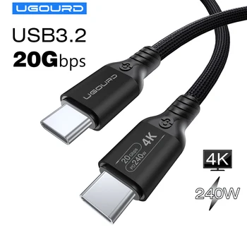 Função completa 20gbps tipo c cabo usb3.2 gen2 * 2 usb c 20g cabo de transferência de dados usb 3 240w cabo de carga rápida 4k para hub macbook 3m