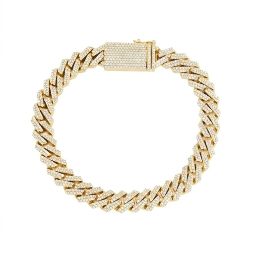 

10K Solid Gold 10mm Moissanite Cuban Bracelet, VVS Iced Out Hip Hop Jewelry