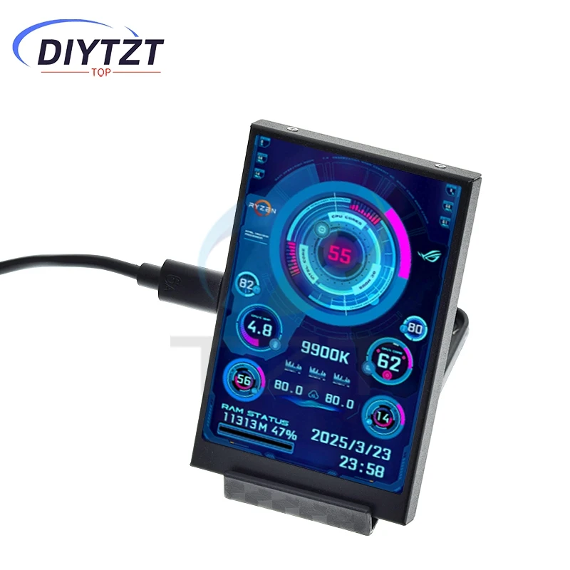 DIYTZT 3.5 นิ้วIPS TYPE-Cรองหน้าจอคอมพิวเตอร์CPU GPU RAM HDD MonitorUSBสําหรับได้อย่างอิสระAIDA64 พร้อมสายUSB