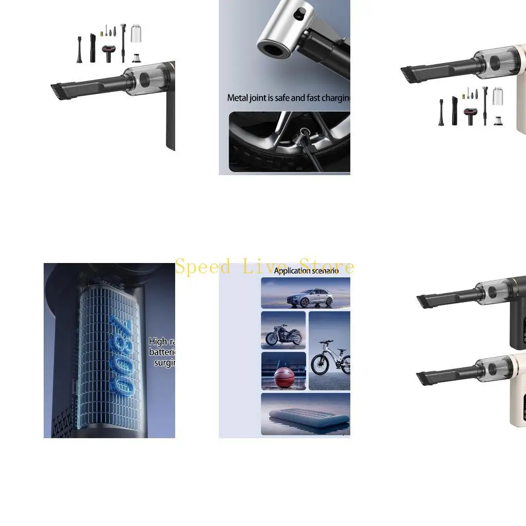 

547C Интеллектуальный цифровой насос для накачивания шин и автомобильный пылесос Портативный беспроводной мощный всасывающий для