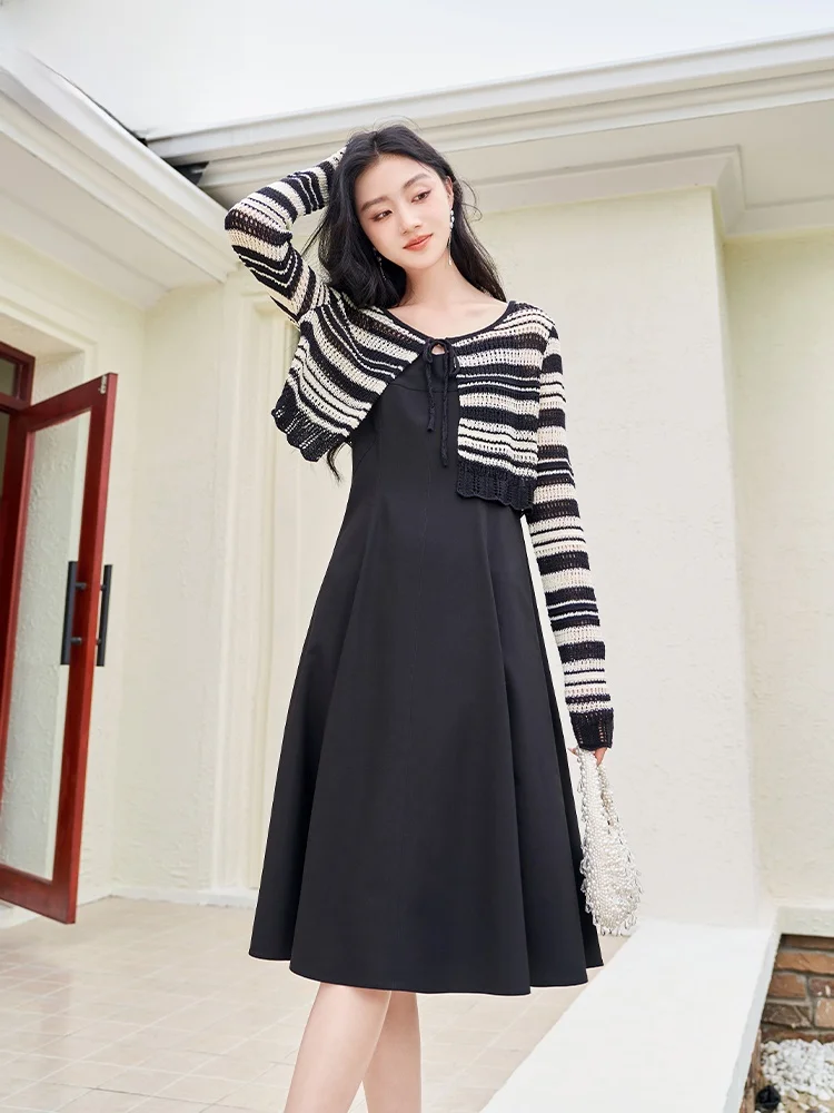 

Женский комплект Bla с открытым кардиганом и бретельками Dr Faion, весенне-осенний новый костюм из двух предметов, дизайн Ele mat