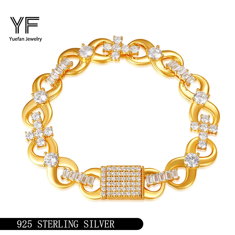 

S925 Silver Moissanite HipHop Cuban link Bracelet 4CT D VVS1 Certified Hip Hop Style Jewelry Personalized Bracelet Gift
