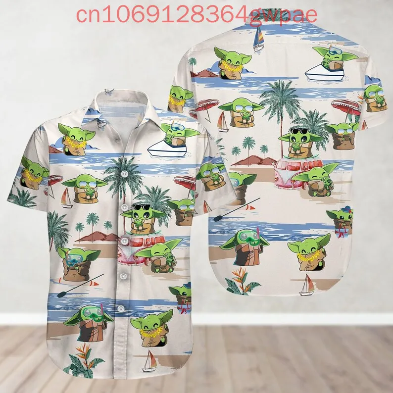 Disney Baby Yoda Movie Button Shirt Darth Vader Hawaiian Shirt Magic Kingdom Men Women Shirt Trip Shirt Vacation Beach Shirt