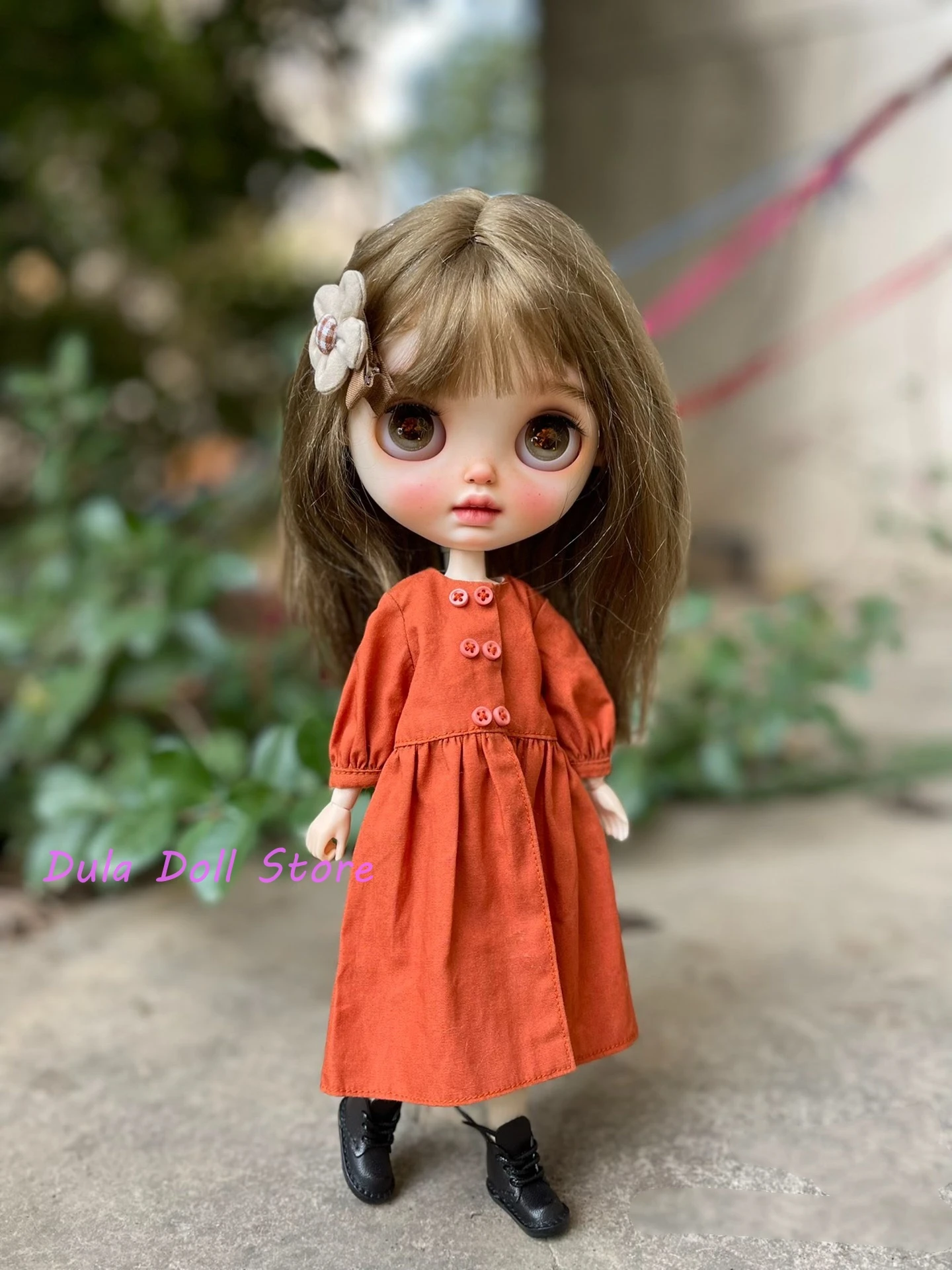 Dula Doll Clothes Dress orange skirt Blythe Qbaby ob24 ob22 Azone Licca ICY JerryB 1/6 Bjd Doll