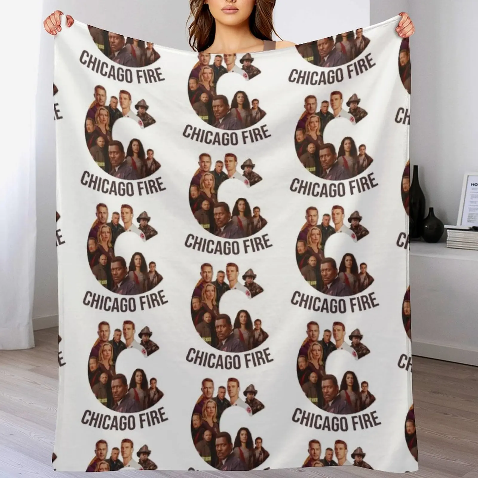 

Chicago fire characters cast poster logo Throw Blanket Sofa anime Blankets