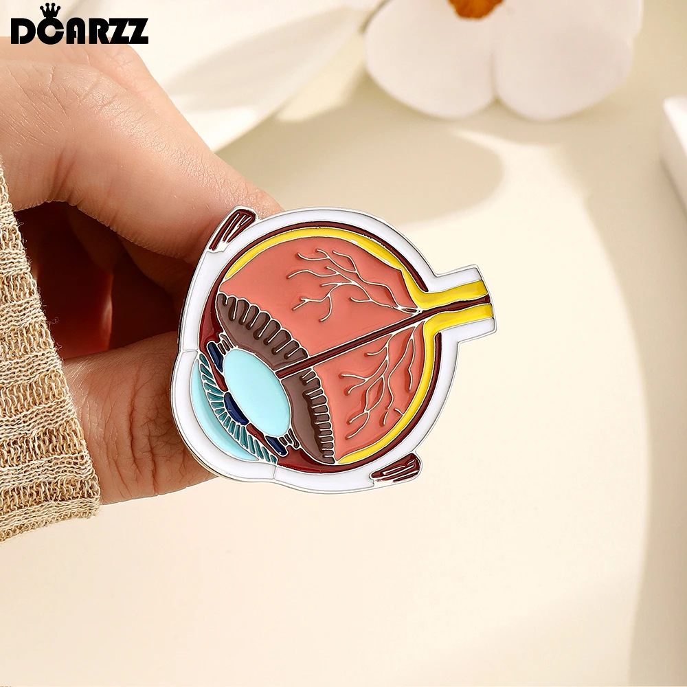DCARZZ Eyeball Enamel Pin Optometry Ophthalmology Eye Anatomy Brooch for Eye Doctors Nurses Lapel Badge Jewelry Gifts