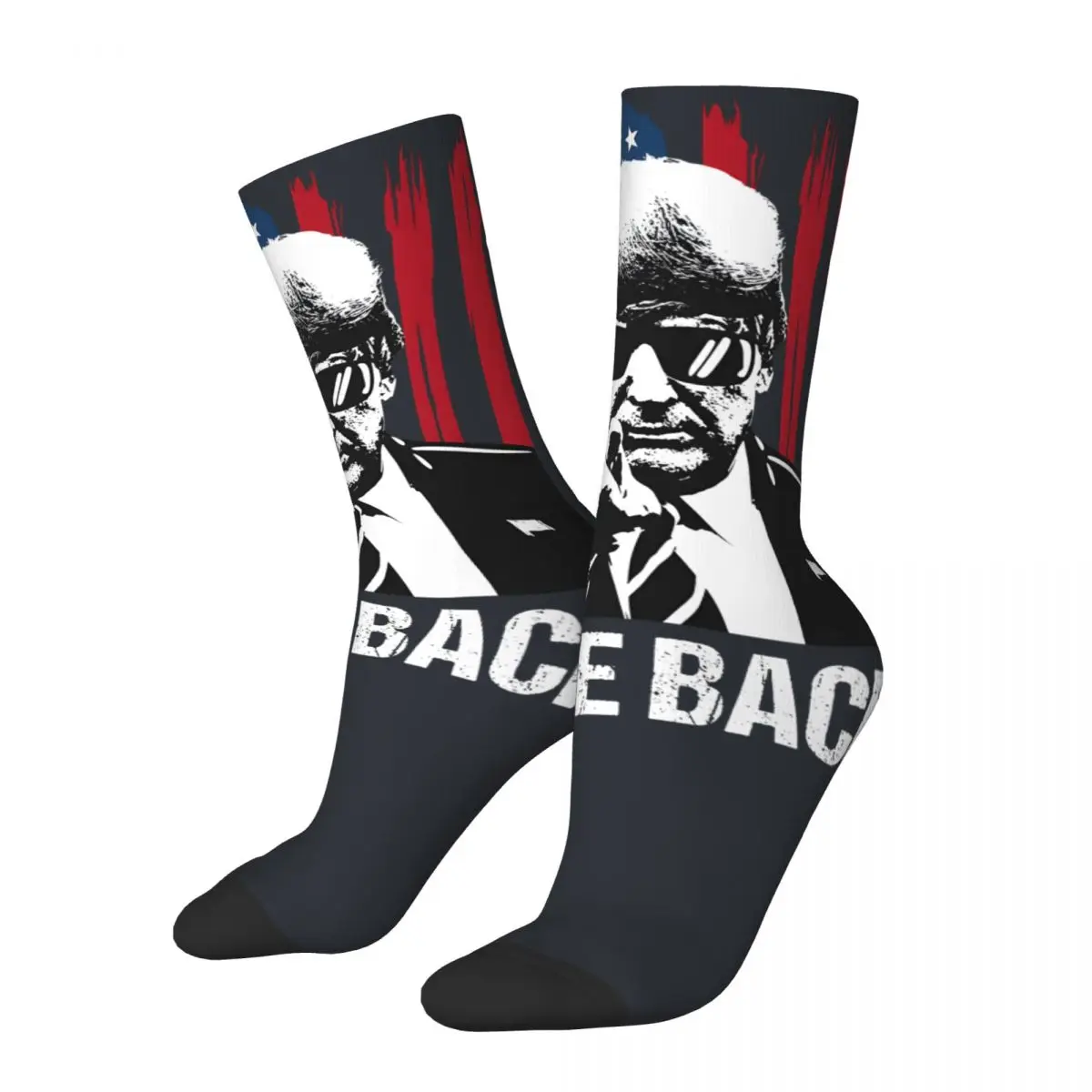 Trump I'll Be Back 4Th Of July T-Shirt Men's Socks Retro Harajuku take america back Street Style Novelty Pattern Crew Sock