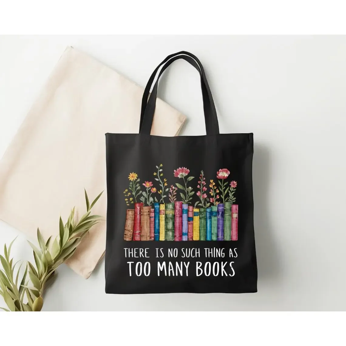 Lieblingsbücher-Tragetasche, Geschenk für Buchliebhaber, Geschenktasche für Lehrer, Weihnachtsgeschenk, Buchclub, Blumen-Tragetasche – Detail 4