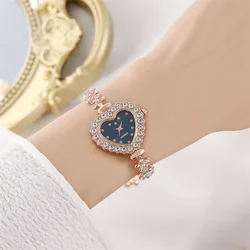 New Fashion Floral Bracelet Diamond Heart Color Dial Ladies Atmosphere All-in-one Self-adjusting Bracelet Watch