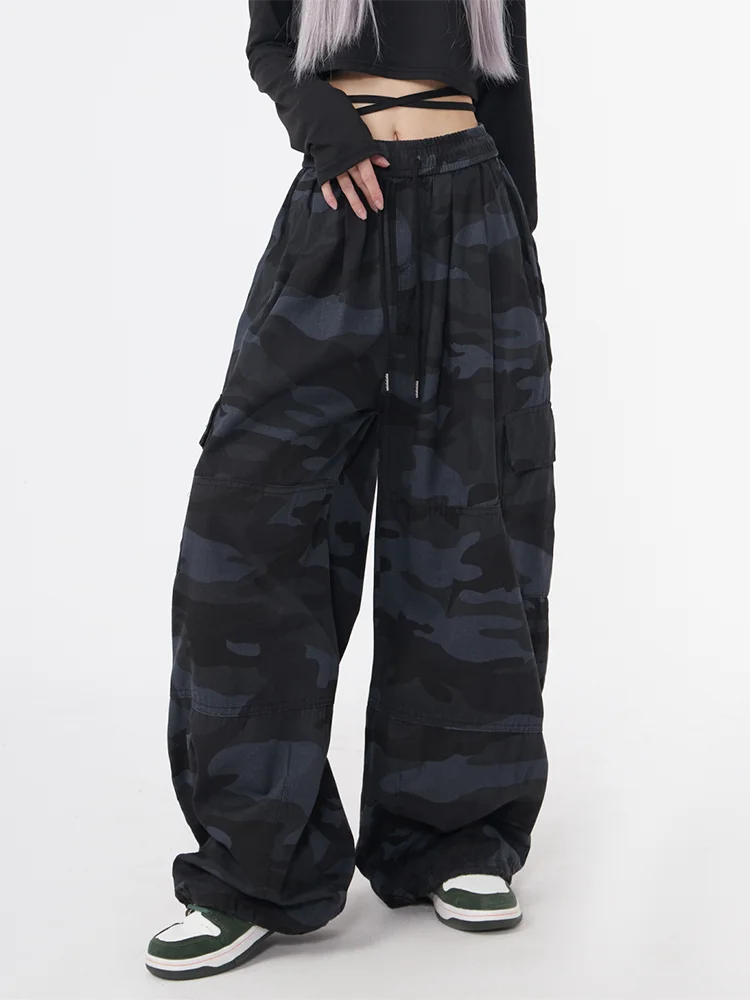 Jmprs Y2K Camouflage Cargo Pants Women Loose M-3Xl High Waist Trousers American Retro Streetwear Pockets Bf Gothic Wide Leg Pant