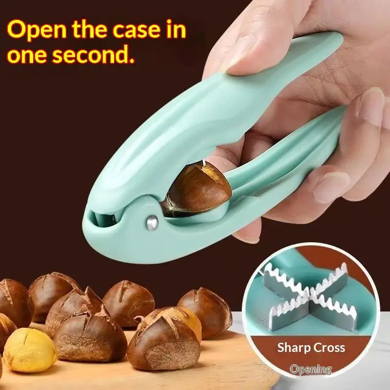 Durable Plastic Chestnut Opener Sharp Cross Serrated Edge Non Slip Handle Nut Shelling Daily Use Tool