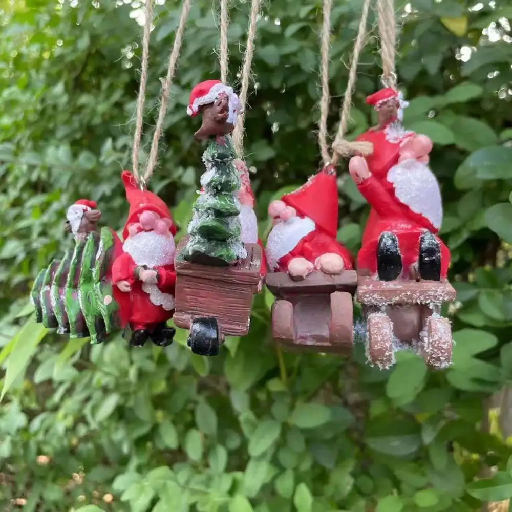 

Christmas New Product Christmas Dwarf Old Man Cart 3D Pendant Christmas Tree Decoration Resin Crafts