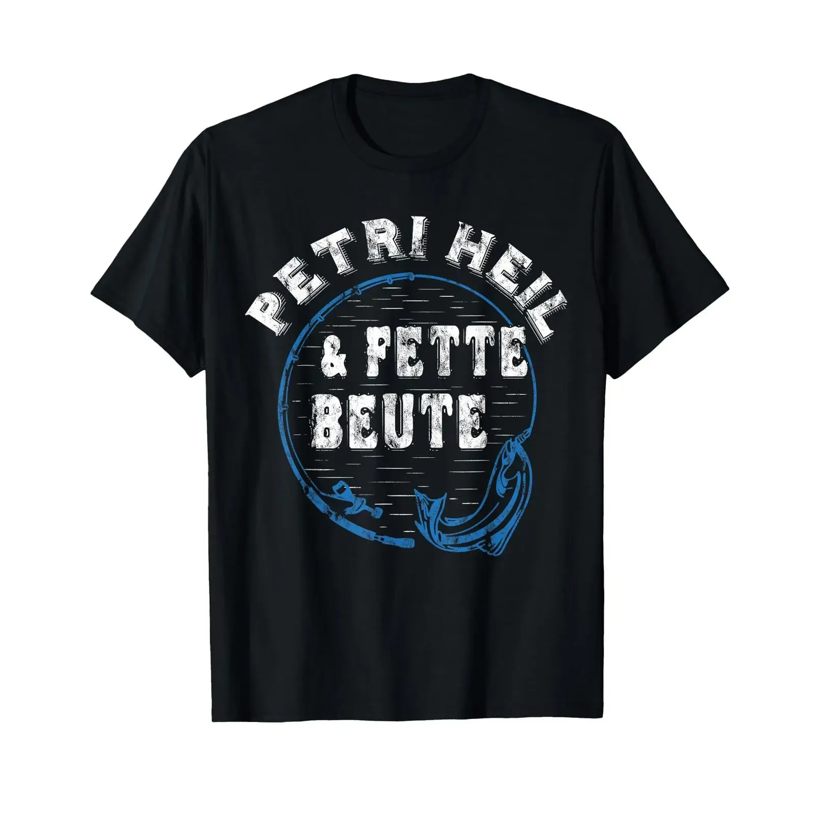 Men's quot Petri Heil und fette Beute Fishing Funny Angel T Shirt black vintage Washed Versatile graphic Casual