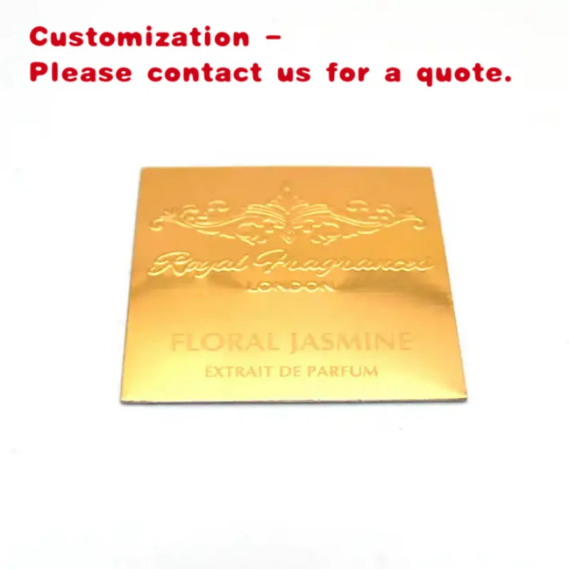 custom.Custom Embossed Metal Label Adhesive Sticker Personalized Packaging Perfumes & Scented Candles Use