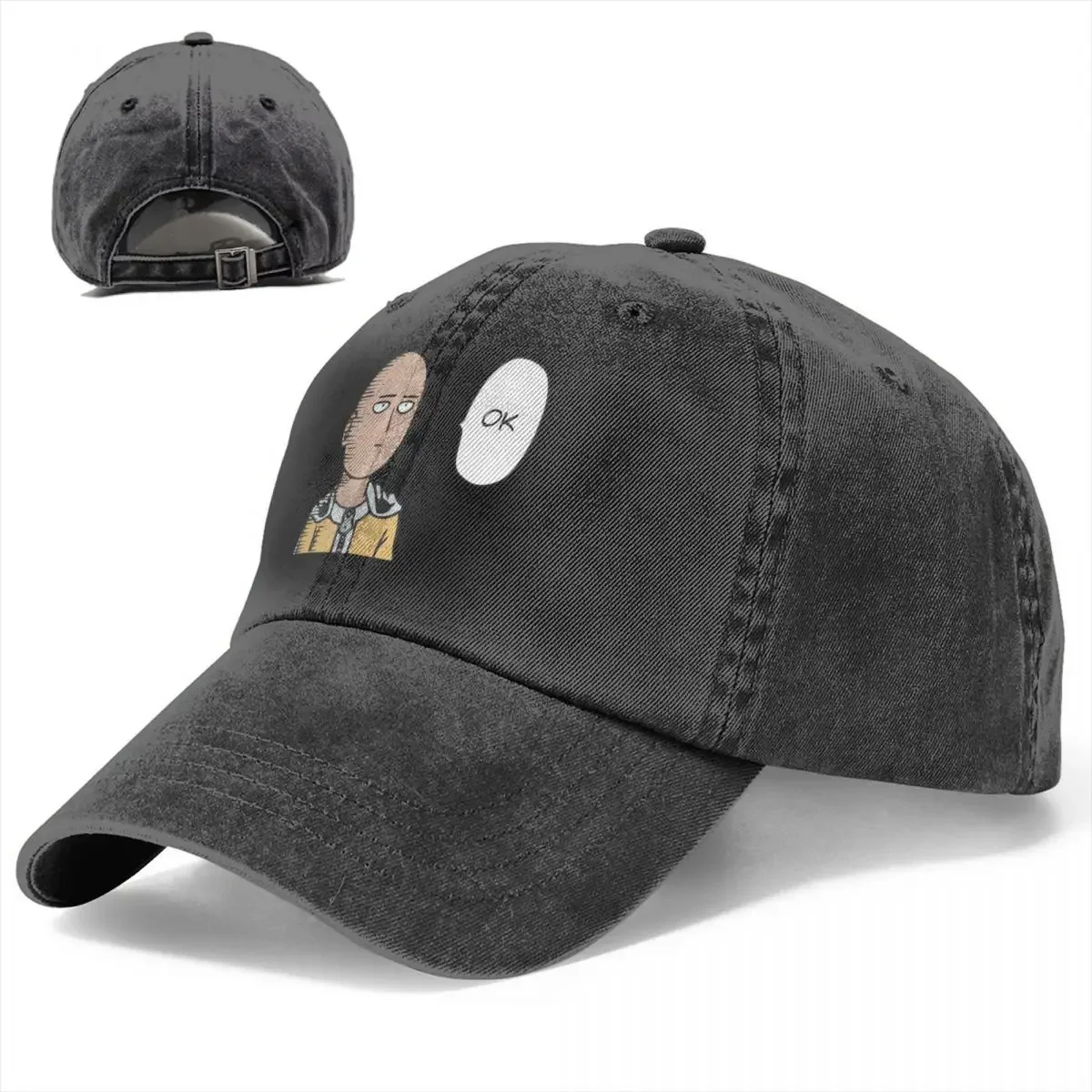 One Punch Man Unisex Baseball Caps Funny Anime Distressed Denim Caps Hat Casual Outdoor Running Golf Adjustable Snapback Cap