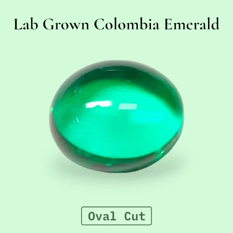 Lab Grown Colombia Emerald Oval Cut Smooth Surface Gemstone For Jewelry Setting&Custom Design Selectable Certificate