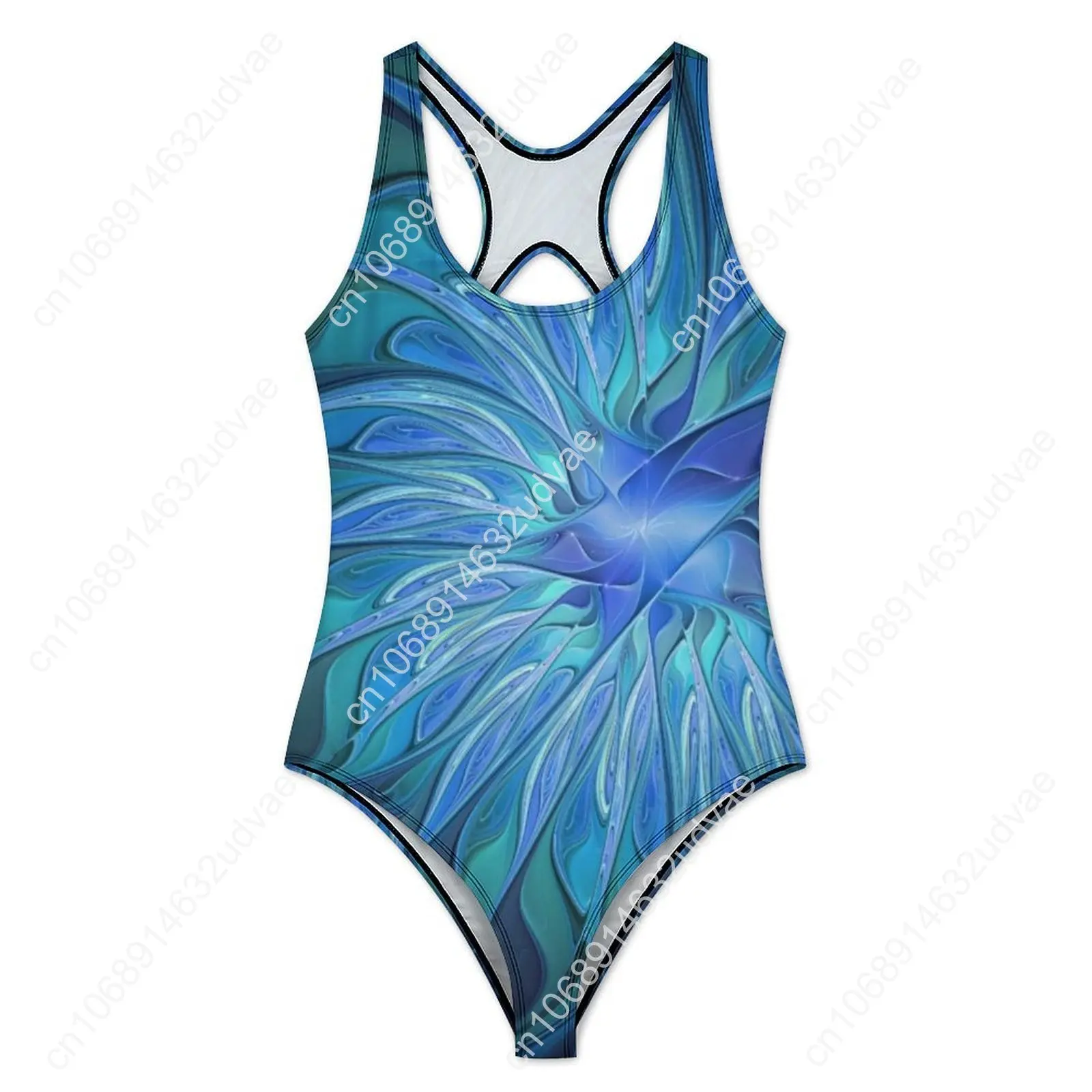 บทคัดย่อดอกไม้ชุดว่ายน้ําดอกไม้แฟนตาซีชุดว่ายน้ํา One Piece Fitness Hollow Out Monokini ผู้หญิง Push Up เซ็กซี่ Beach Wear