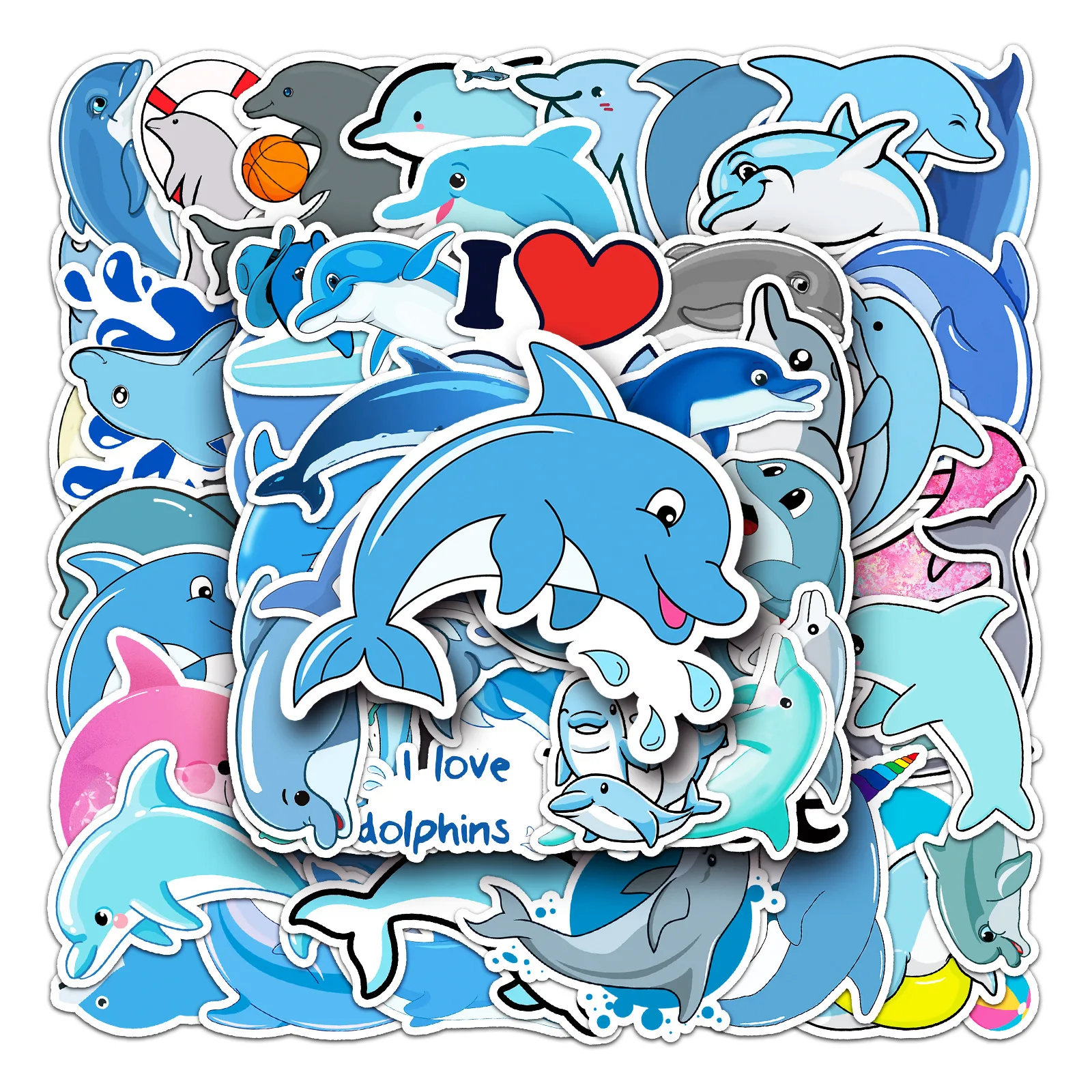 

10/30/50pcs Cute Dolphin Animal Sticker Creative Skateboard Luggage Phone Diy Laptop Car Motorcycle Kids Toys Decoration Sticker