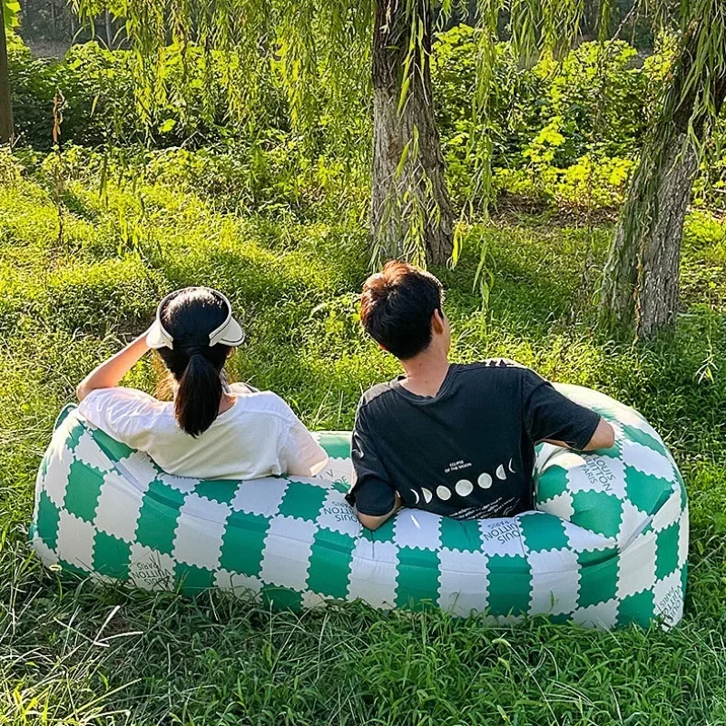 Outdoor Air Luie Opblaasbare Sofa Bag Draagbare Camping Sofa Matras Muziekfestival Concert Fauteuil Draagbaar Schattig