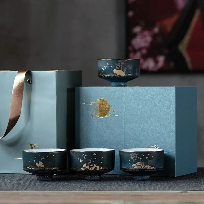 Japanese Ceramic Kung Fu Tea Cup Tea Cup Fragrance-Smelling Gift Box Kung FuCeremonial Cup Porcelain